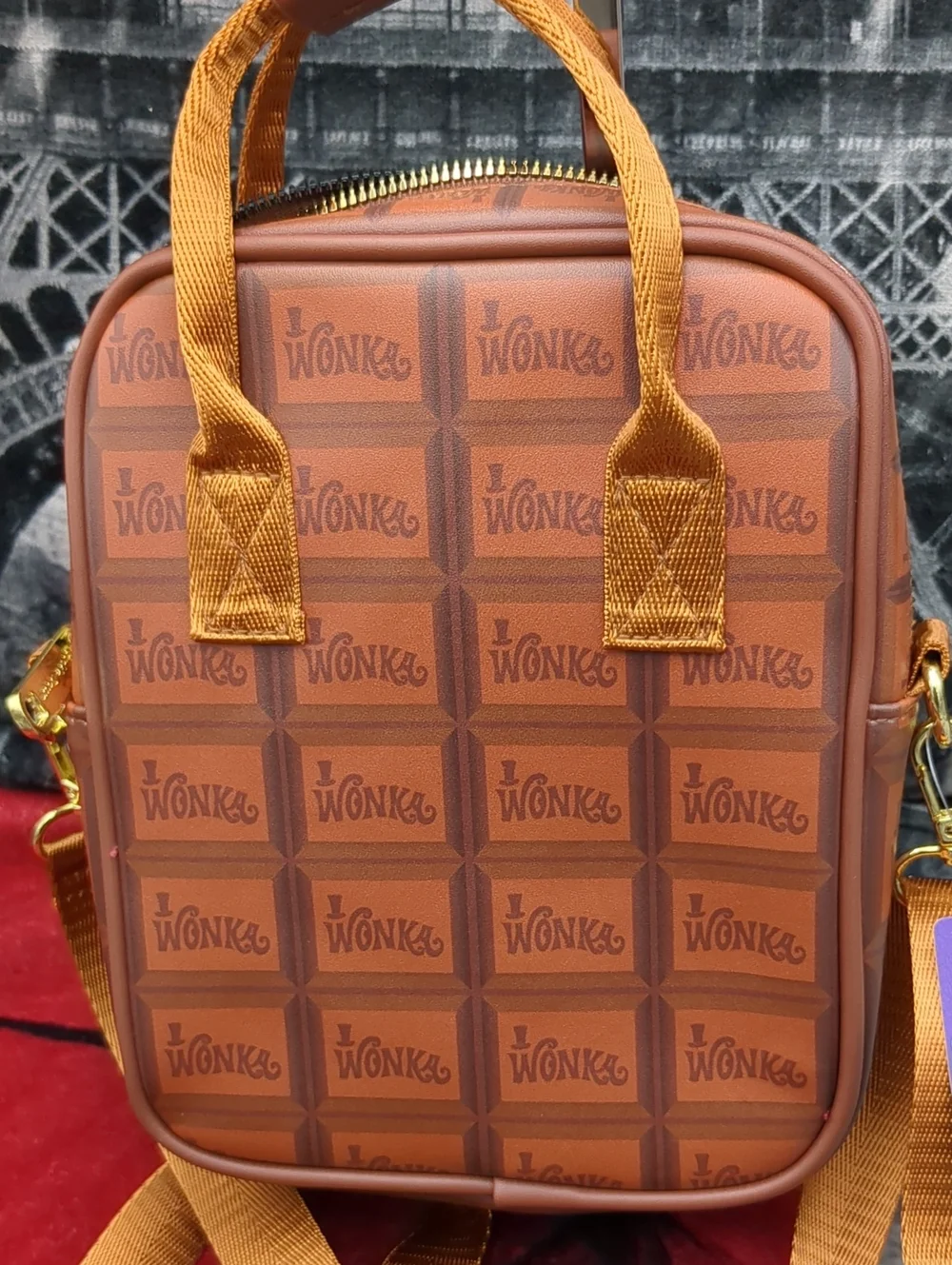 Buckle Down Willy Wonka Golden Ticket Text And Wonka Bar Crossbody Bag